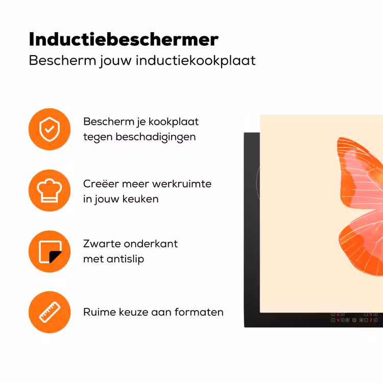 Vlinder - Minimalistisch - Roze Inductie beschermer vinyl 3mm klein -zzzzzzz-td-ups