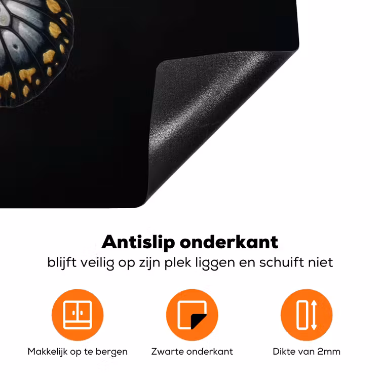 Vlinder - Monochroom - Balans Inductie beschermer vinyl 3mm klein -zzzzzzz-td-onderkant