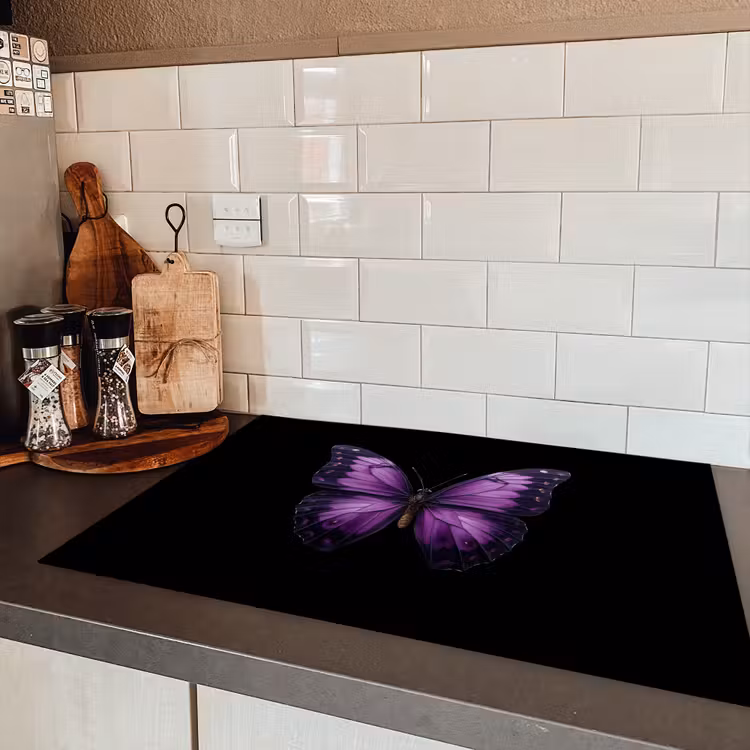 Vlinder - Paars - Levendig Inductie beschermer vinyl 3mm klein -sfeer3