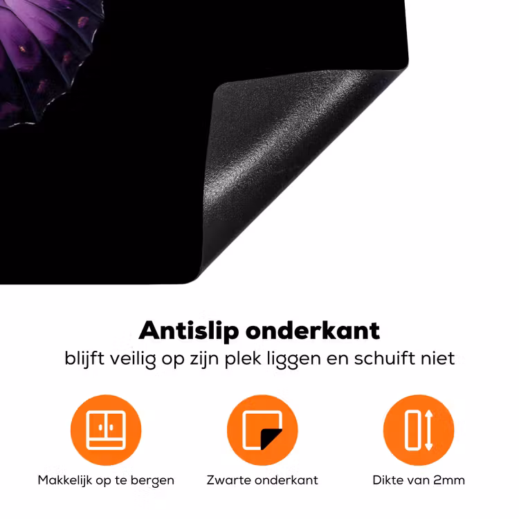 Vlinder - Paars - Levendig Inductie beschermer vinyl 3mm klein -zzzzzzz-td-onderkant