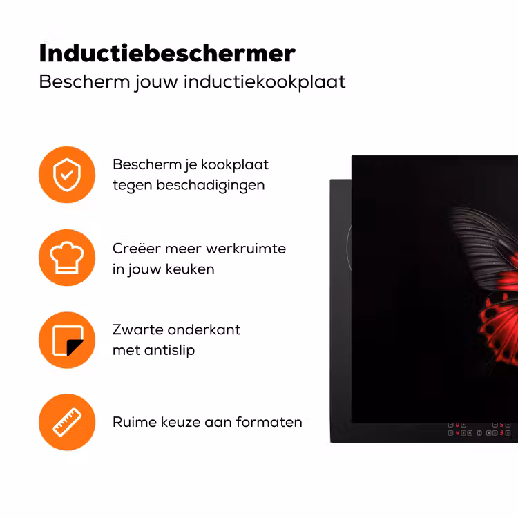Vlinder - Rood - Contrast Inductie beschermer vinyl 3mm klein -zzzzzzz-td-ups