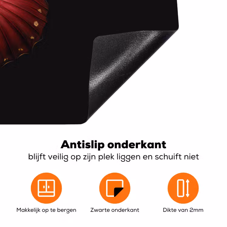 Vlinder - Rood - Minimalistisch Inductie beschermer vinyl 3mm klein -zzzzzzz-td-onderkant