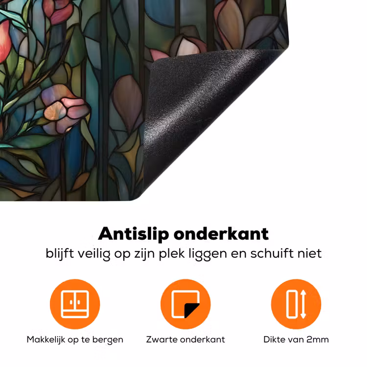 Vlinder - Roze - Bloemen - Bladeren Inductie beschermer vinyl 3mm klein -zzzzzzz-td-onderkant