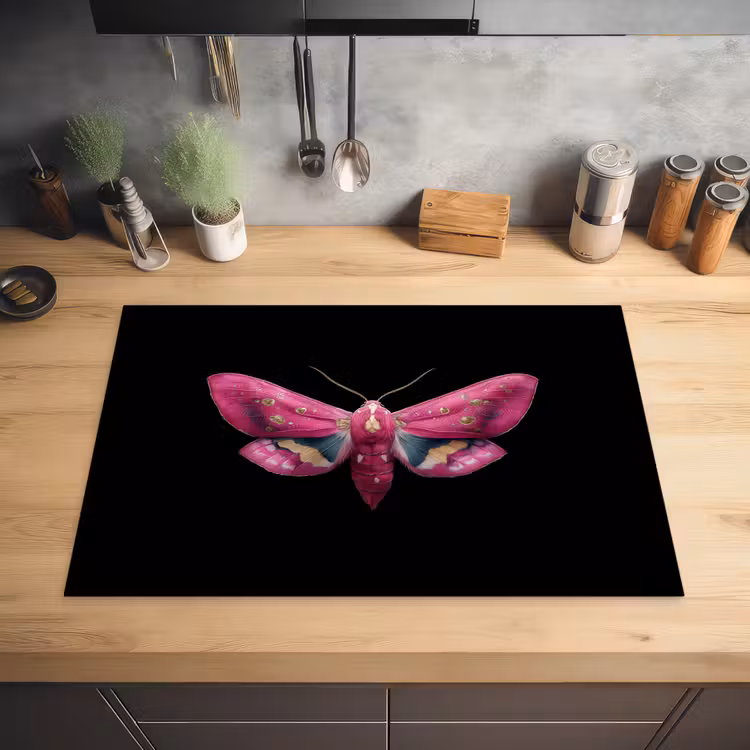 Vlinder - Roze - Nachtvlinder Inductie beschermer vinyl 3mm klein -sfeer5