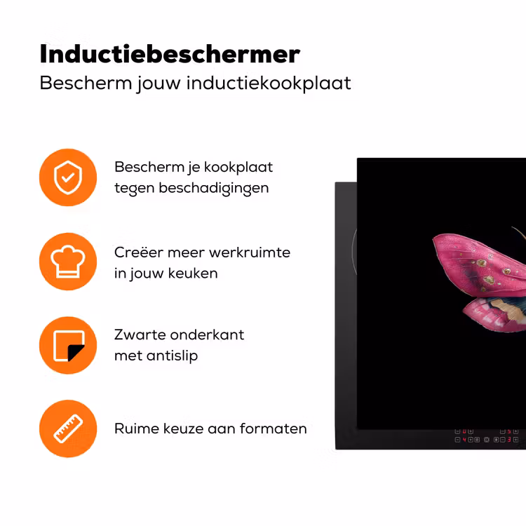 Vlinder - Roze - Nachtvlinder Inductie beschermer vinyl 3mm klein -zzzzzzz-td-ups