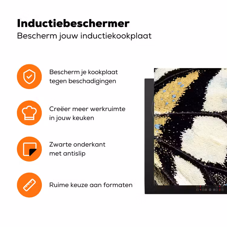 Vlinder - Vleugel - Geel Inductie beschermer vinyl 3mm klein -zzzzzzz-td-ups