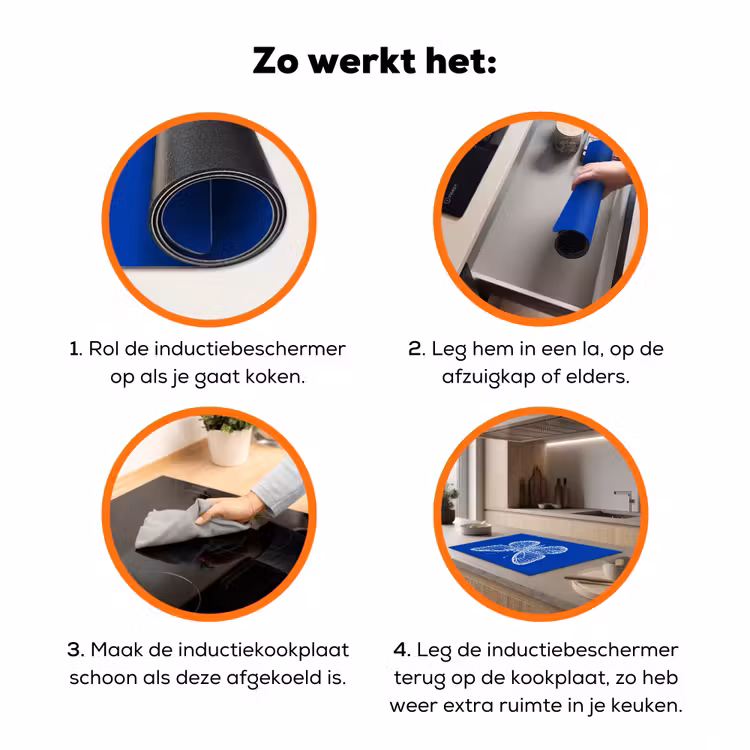 Vlinder - Wit - Getekend - Stippen Inductie beschermer vinyl 3mm klein -zzzzzzz-td-werking