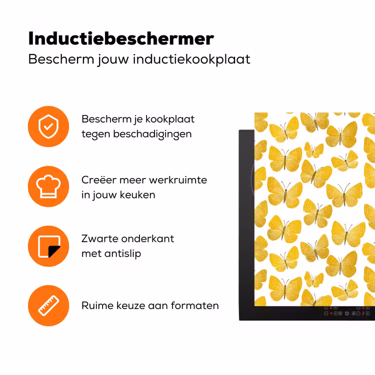 Vlinders - Botanisch - Illustratie - Geel - Wit Inductie beschermer vinyl 3mm klein 276 -zzzzzzz-td-ups