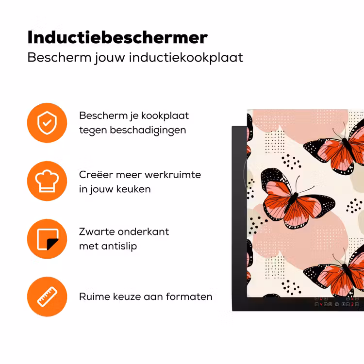 Vlinders - Retro - Kleurrijk Inductie beschermer vinyl 3mm klein 276 -zzzzzzz-td-ups