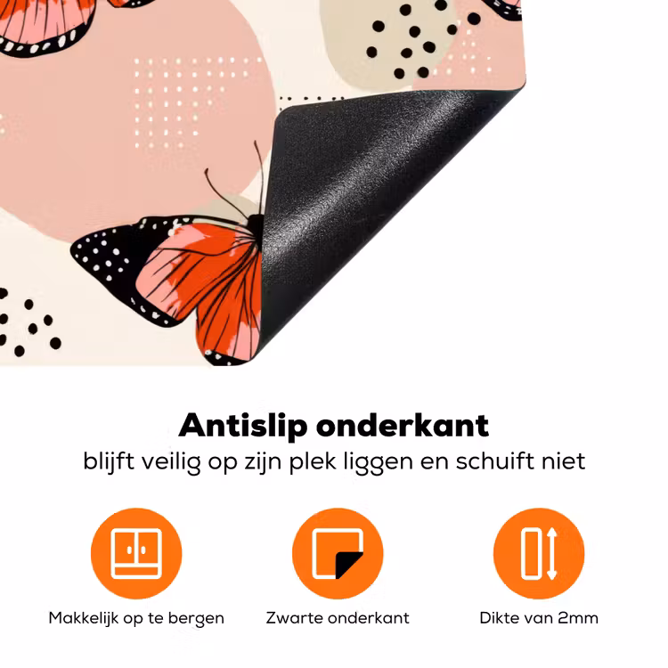 Vlinders - Retro - Kleurrijk Inductie beschermer vinyl 3mm klein 276 -zzzzzzz-td-onderkant