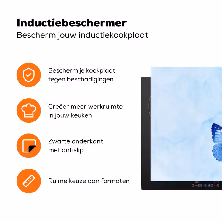 Vlinders - Sierlijk - Blauw Inductie beschermer vinyl 3mm klein -zzzzzzz-td-ups