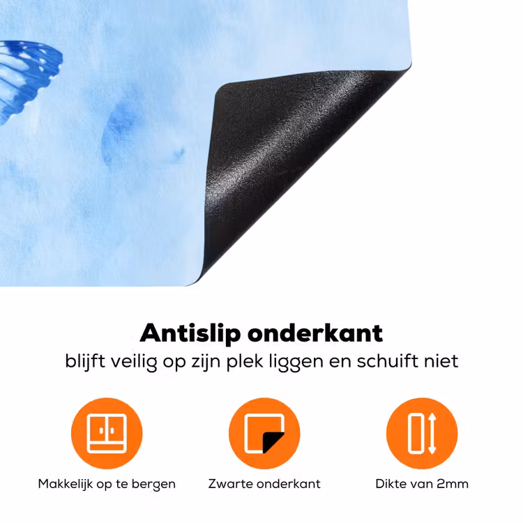 Vlinders - Sierlijk - Blauw Inductie beschermer vinyl 3mm klein -zzzzzzz-td-onderkant