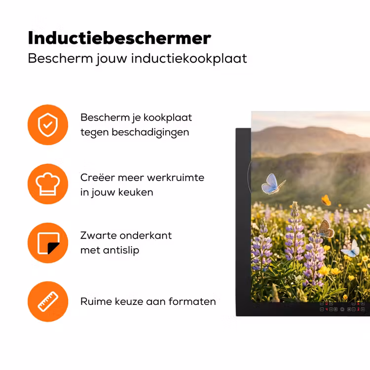 Vlinders - Waterval - Bloemenveld Inductie beschermer vinyl 3mm klein -zzzzzzz-td-ups