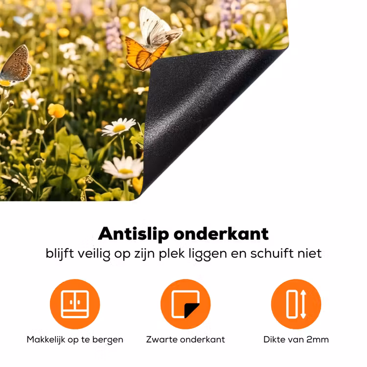 Vlinders - Waterval - Bloemenveld Inductie beschermer vinyl 3mm klein -zzzzzzz-td-onderkant