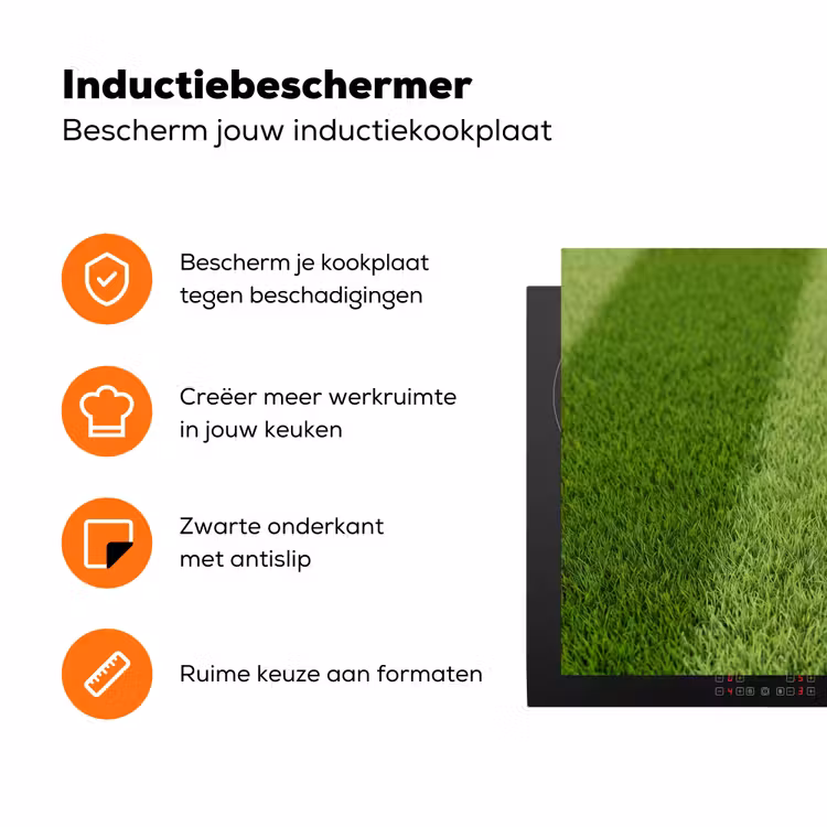 Voetbal - Grasveld - Sport - Groen Inductie beschermer vinyl 3mm klein -zzzzzzz-td-ups