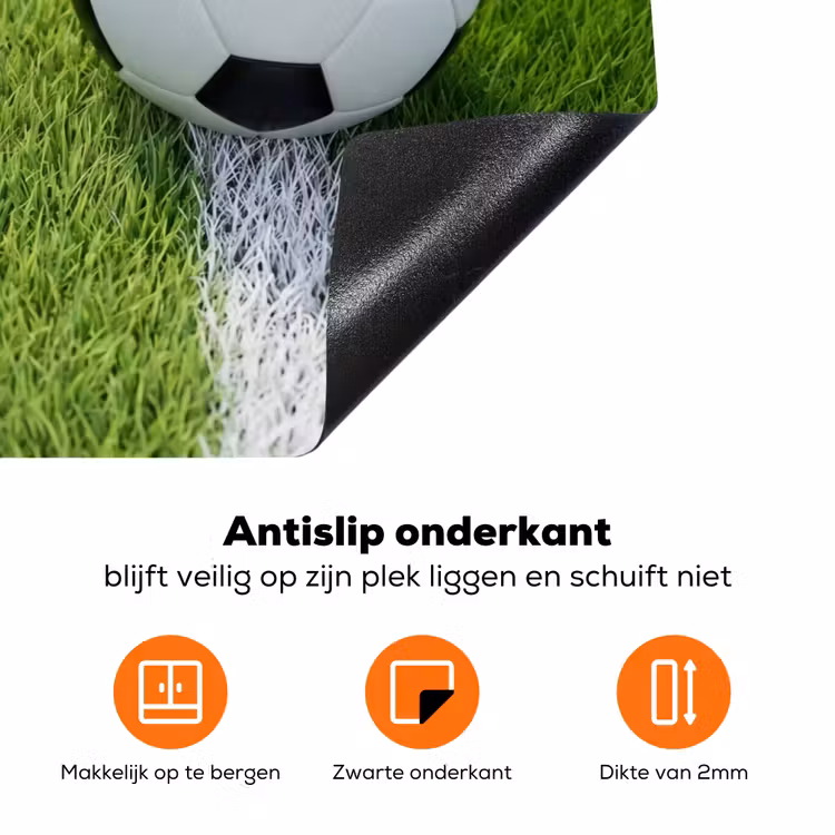 Voetbal - Grasveld - Sport - Groen Inductie beschermer vinyl 3mm klein -zzzzzzz-td-onderkant