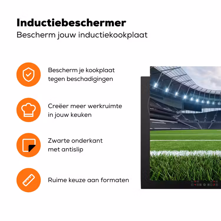 Voetbal - Stadion - Sport - Groen Inductie beschermer vinyl 3mm klein -zzzzzzz-td-ups