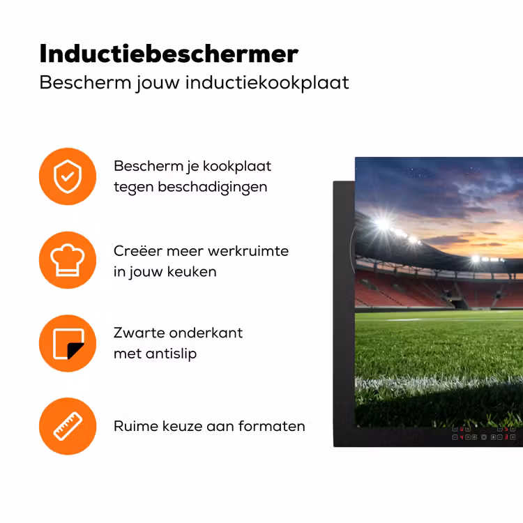 Voetbal - Stadion - Sport - Groen Inductie beschermer vinyl 3mm klein -zzzzzzz-td-ups