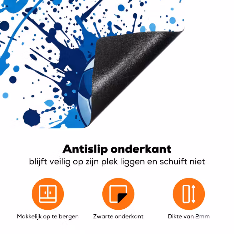 Voetballen - Verf - Sport - Blauw Inductie beschermer vinyl 3mm klein -zzzzzzz-td-onderkant