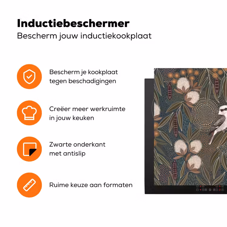 Vogel - Bladeren - Natuur - Illustratie - Groen Inductie beschermer vinyl 3mm klein -zzzzzzz-td-ups