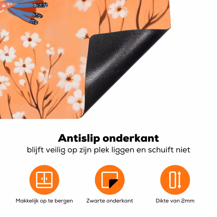 Vogel - Bloesemtakken - Warm - Kleurrijk Inductie beschermer vinyl 3mm klein -zzzzzzz-td-onderkant
