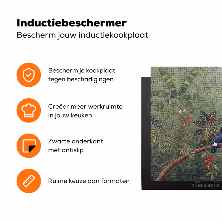 Vogel - Dier - Jungle - Mozaïek - Natuur Inductie beschermer vinyl 3mm klein -zzzzzzz-td-ups