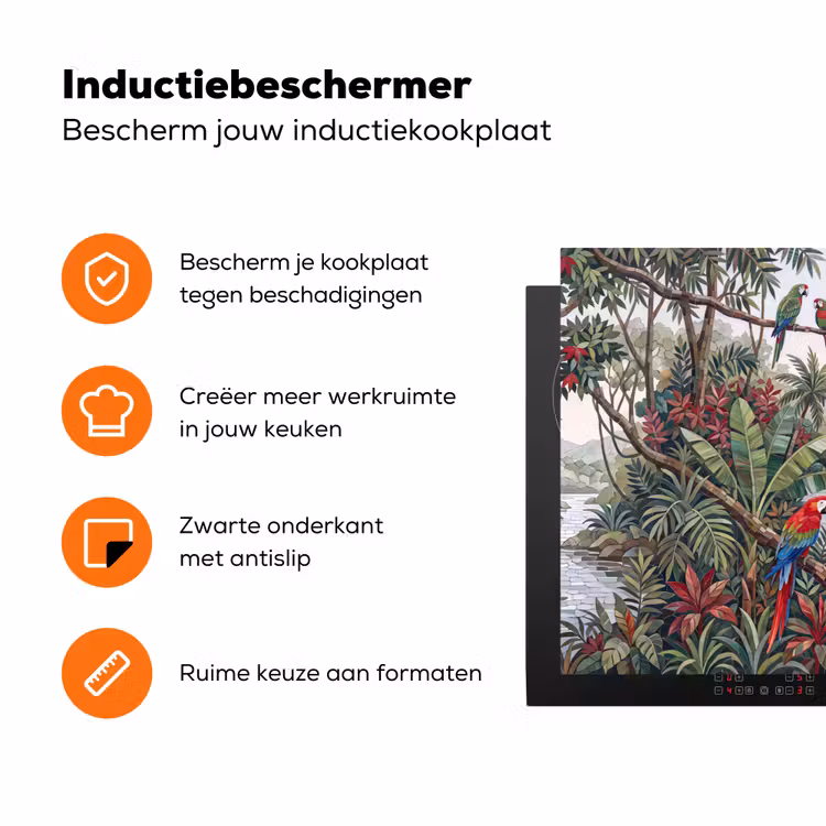 Vogel - Jungle - Natuur - Mozaïek - Groen Inductie beschermer vinyl 3mm klein -zzzzzzz-td-ups