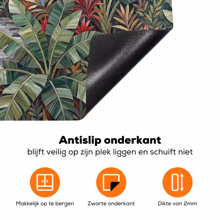 Vogel - Jungle - Natuur - Mozaïek - Groen Inductie beschermer vinyl 3mm klein -zzzzzzz-td-onderkant