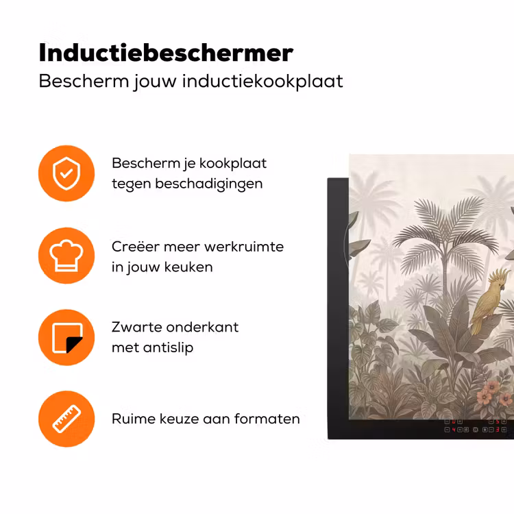 Vogel - Jungle - Tropisch - Illustratie - Groen Inductie beschermer vinyl 3mm klein -zzzzzzz-td-ups