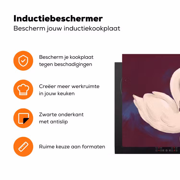 Vogel - Koppel - Liefde - Abstract - Wit Inductie beschermer vinyl 3mm klein -zzzzzzz-td-ups