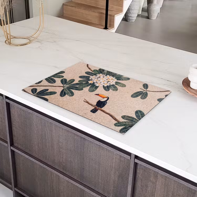 Vogel - Mozaïek - Tropisch - Natuur - Kleurrijk Inductie beschermer vinyl 3mm klein -sfeer8