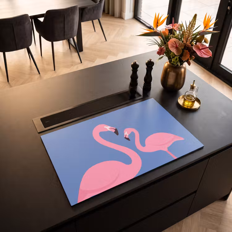 Vogel - Paar - Dieren - Modern - Roze Inductie beschermer vinyl 3mm klein -sfeer5