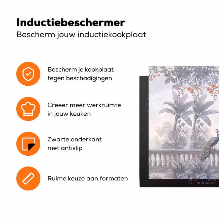 Vogel - Pauw - Architectuur - Klassiek - Groen Inductie beschermer vinyl 3mm klein -zzzzzzz-td-ups