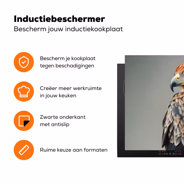 Vogel - Realistisch - Veren - Bruin Inductie beschermer vinyl 3mm klein -zzzzzzz-td-ups