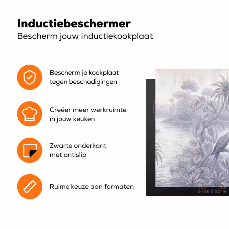 Vogel - Rivier - Tropisch - Illustratie - Blauw Inductie beschermer vinyl 3mm klein -zzzzzzz-td-ups