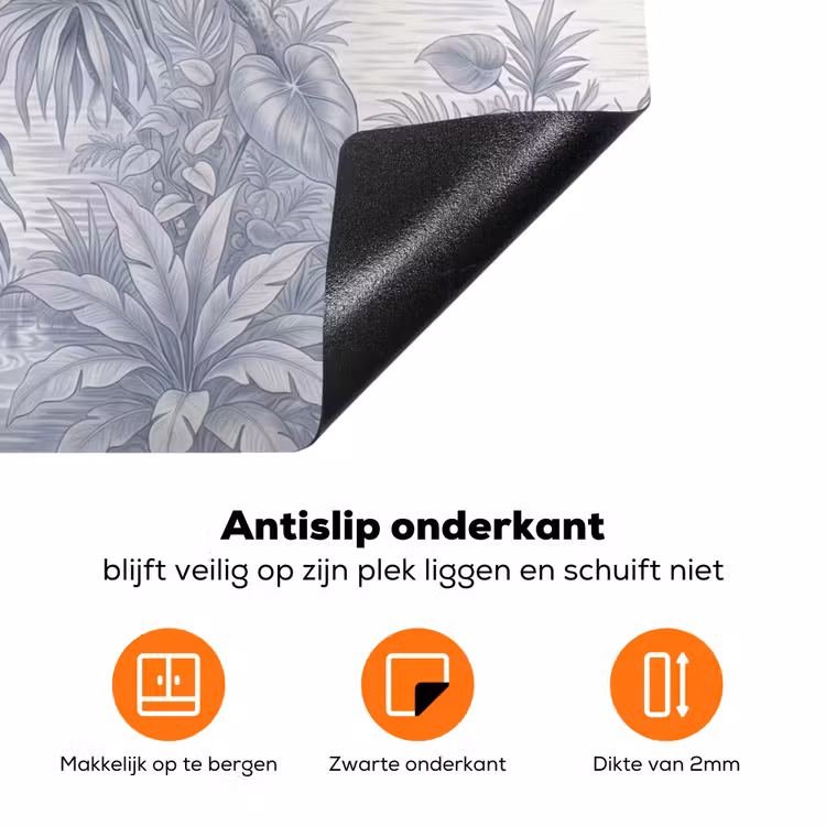 Vogel - Rivier - Tropisch - Illustratie - Blauw Inductie beschermer vinyl 3mm klein -zzzzzzz-td-onderkant