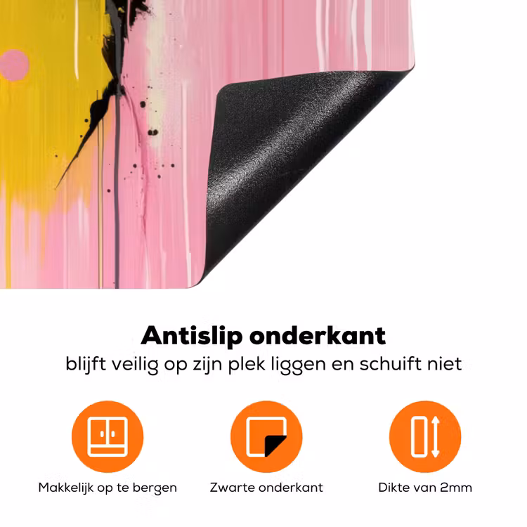 Vogel - Roze - Geel - Blauw Inductie beschermer vinyl 3mm klein -zzzzzzz-td-onderkant