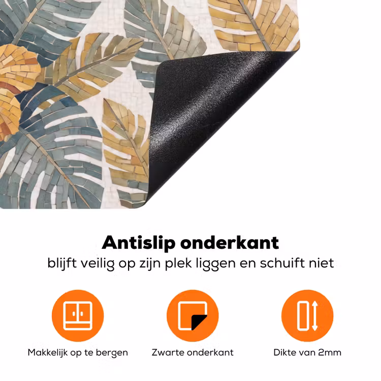 Vogel - Tak - Natuur - Mozaïek - Blauw Inductie beschermer vinyl 3mm klein -zzzzzzz-td-onderkant