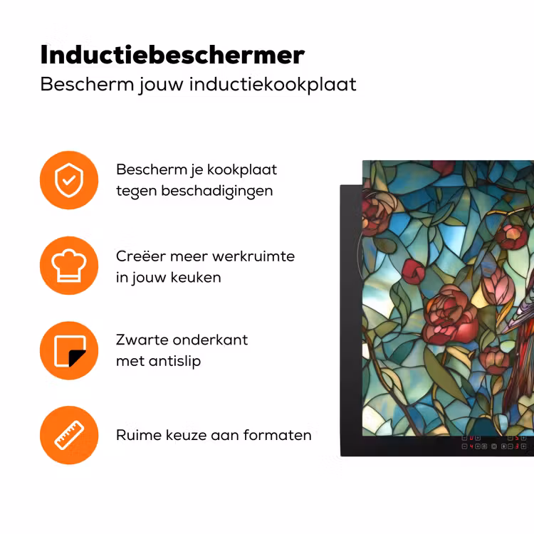 Vogel - Tak - Rozen - Mozaïek Inductie beschermer vinyl 3mm klein -zzzzzzz-td-ups