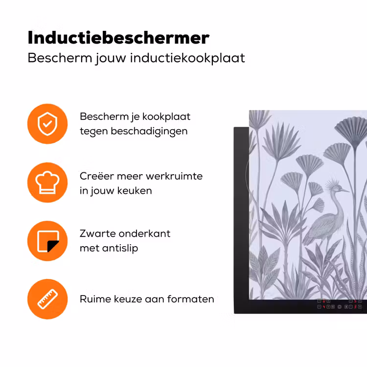 Vogel - Tropisch - Illustratie - Blauwgrijs - Natuur Inductie beschermer vinyl 3mm klein -zzzzzzz-td-ups