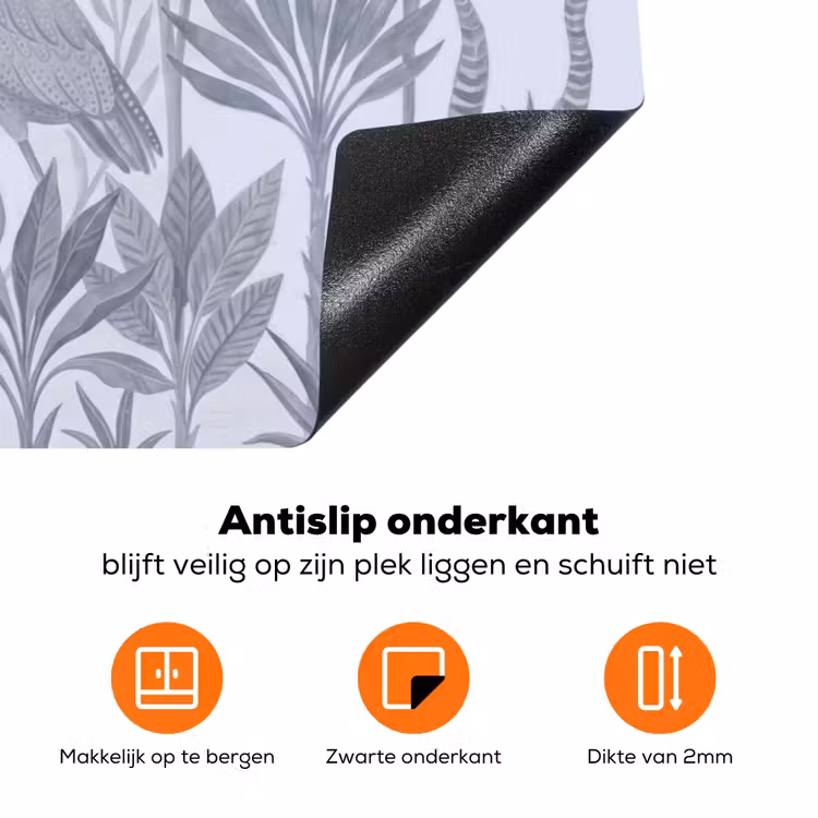 Vogel - Tropisch - Illustratie - Blauwgrijs - Natuur Inductie beschermer vinyl 3mm klein -zzzzzzz-td-onderkant
