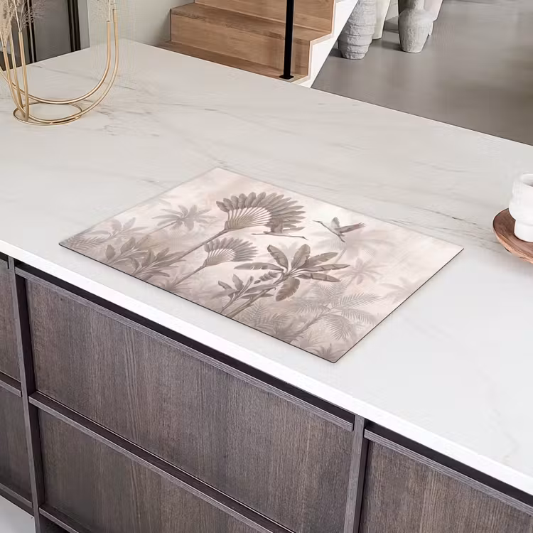 Vogel - Tropisch - Jungle - Natuur - Beige Inductie beschermer vinyl 3mm klein -sfeer8