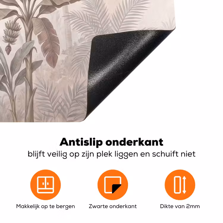 Vogel - Tropisch - Jungle - Natuur - Beige Inductie beschermer vinyl 3mm klein -zzzzzzz-td-onderkant