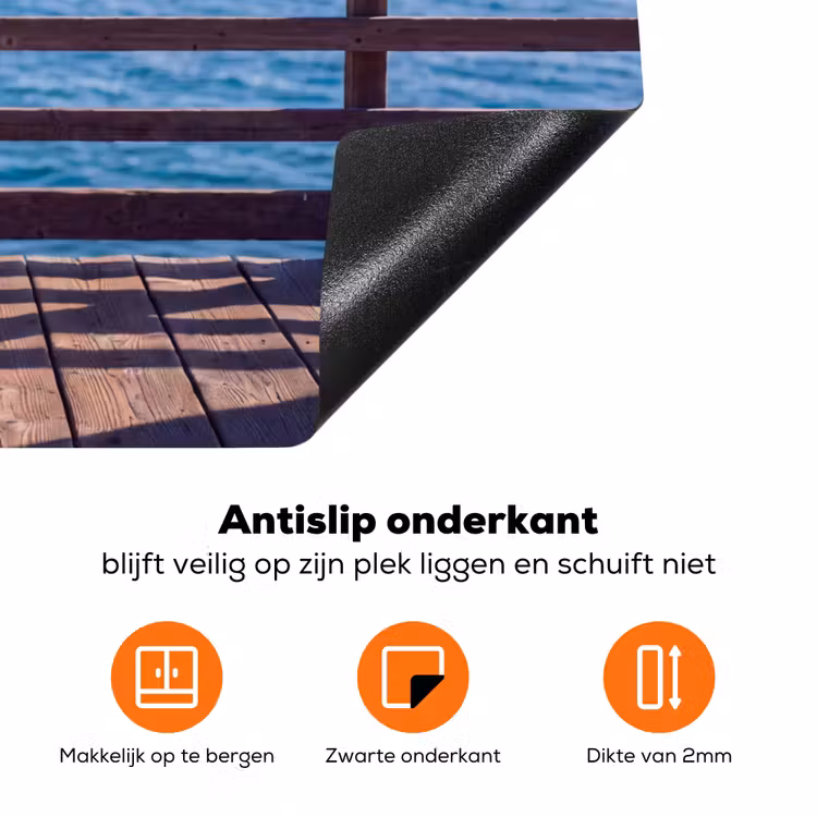 Vogel - Verrekijker - Kust - Zee - Blauw Inductie beschermer vinyl 3mm klein -zzzzzzz-td-onderkant