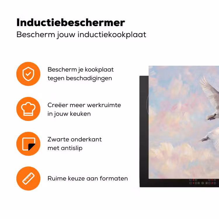 Vogel - Vliegend - Lucht - Modern - Pastel Inductie beschermer vinyl 3mm klein -zzzzzzz-td-ups