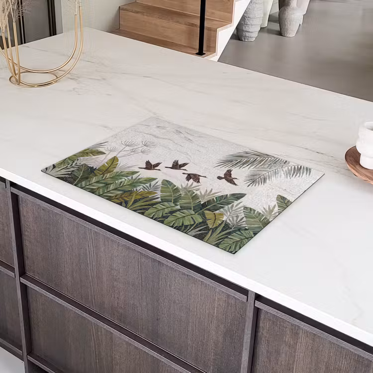 Vogel - Vliegend - Tropisch - Mozaïek - Groen Inductie beschermer vinyl 3mm klein -sfeer8