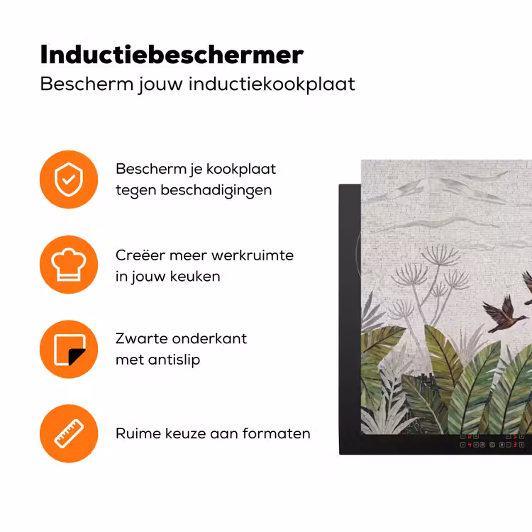 Vogel - Vliegend - Tropisch - Mozaïek - Groen Inductie beschermer vinyl 3mm klein -zzzzzzz-td-ups