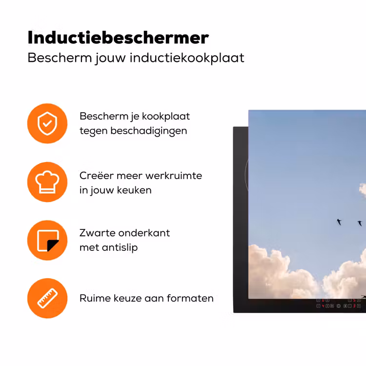 Vogel - Vlucht - Wolken - Natuur - Blauw Inductie beschermer vinyl 3mm klein -zzzzzzz-td-ups