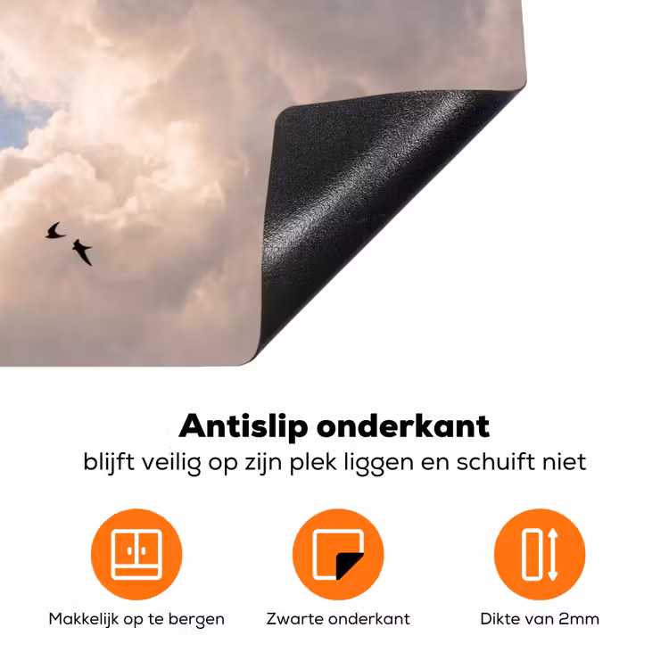 Vogel - Vlucht - Wolken - Natuur - Blauw Inductie beschermer vinyl 3mm klein -zzzzzzz-td-onderkant