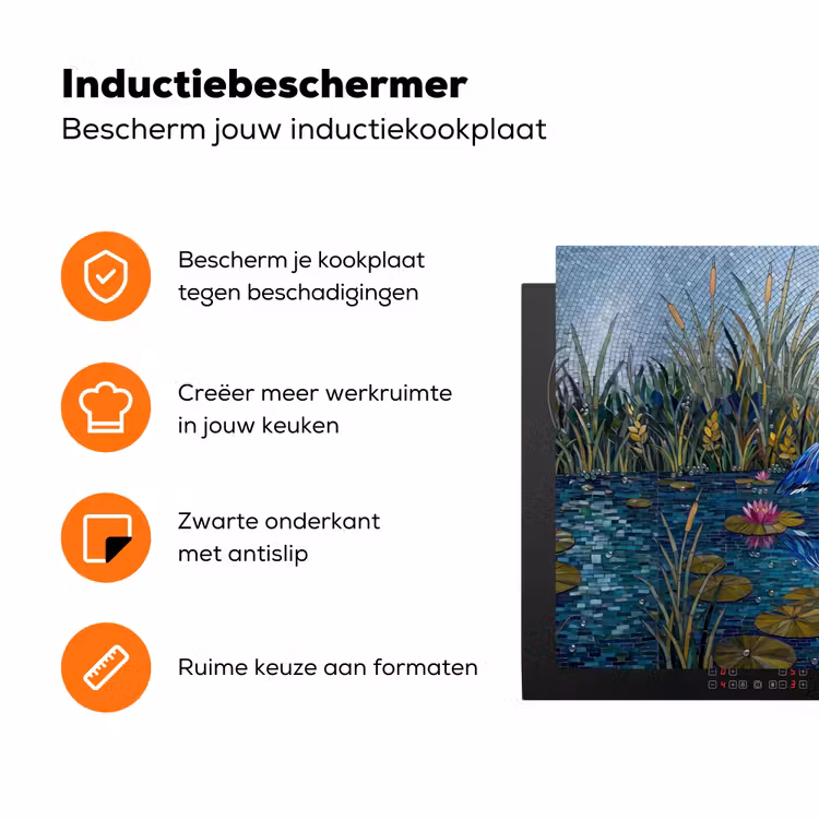 Vogel - Water - Natuur - Abstract - Blauw Inductie beschermer vinyl 3mm klein -zzzzzzz-td-ups